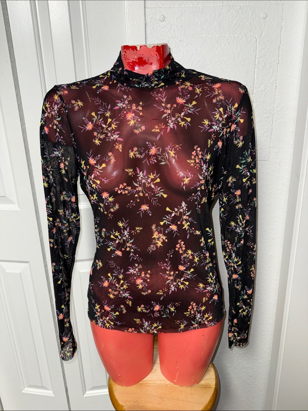 AFRM - sheer mesh top shirt blouse